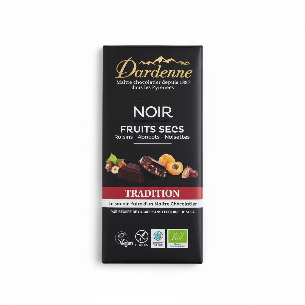 Choco noir fruits secs 71% sans gluten