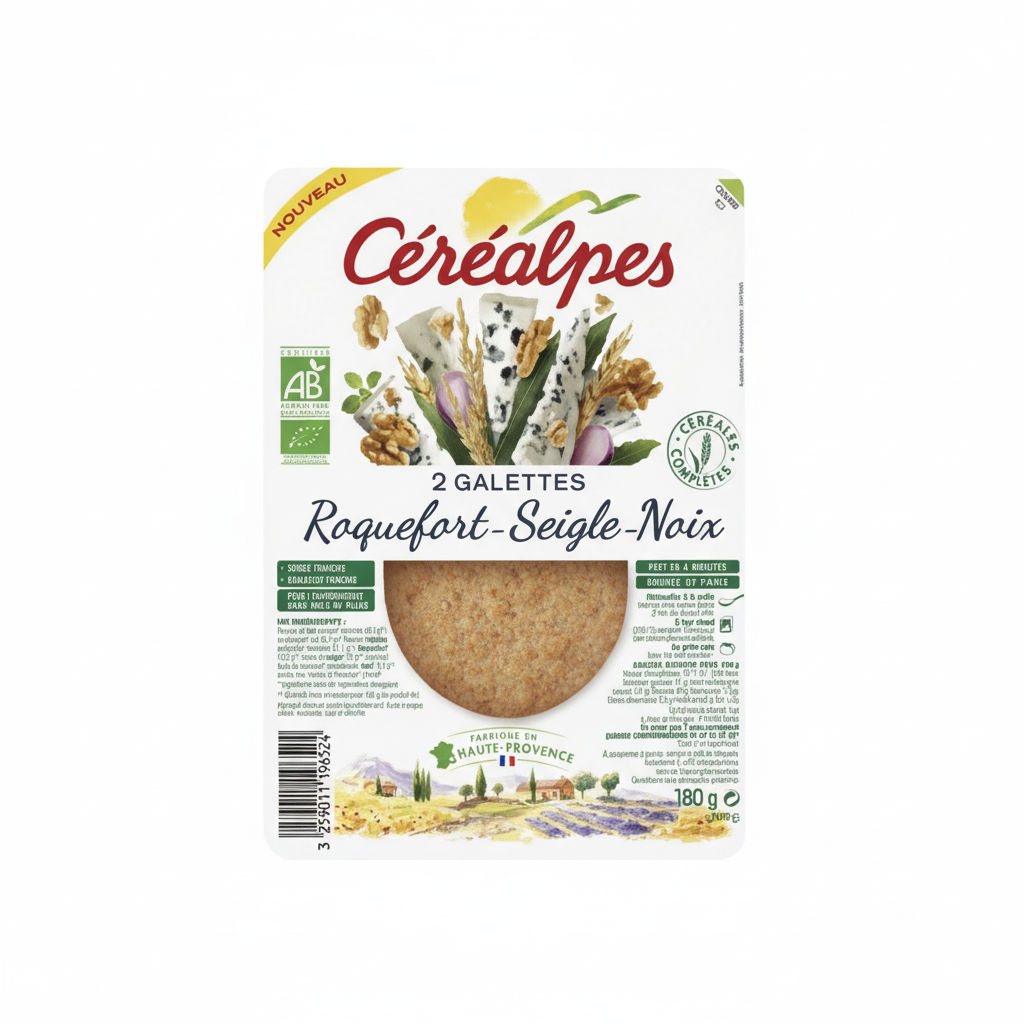 Galette roquefort. seigle. noix 2x90g