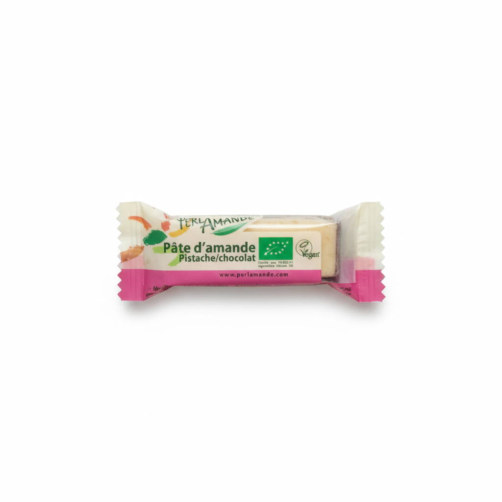 Pate d'amande pistache sur lit