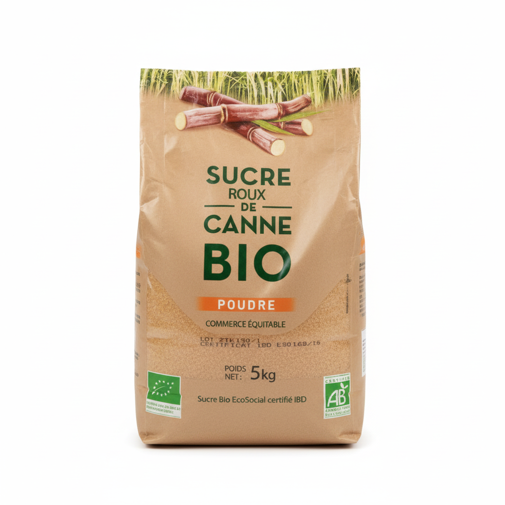 Sucre de canne roux poudre du bresil