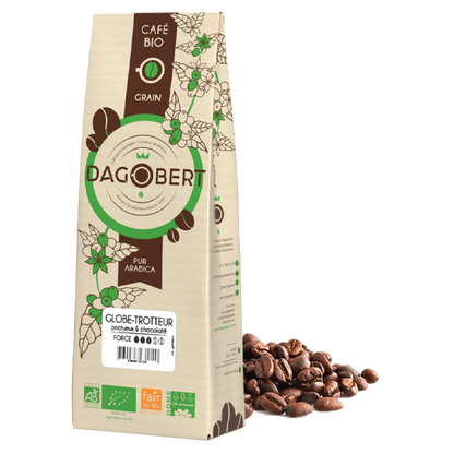 Les Cafés Dagobert -- Mélange globe-trotteur 100% arabica, bio et équitable - grains - 1 kg
