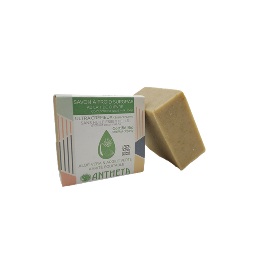 Antheya -- Savon crémeux visage aloé véra - hydratant peaux fragiles (bande papier) - 90 g